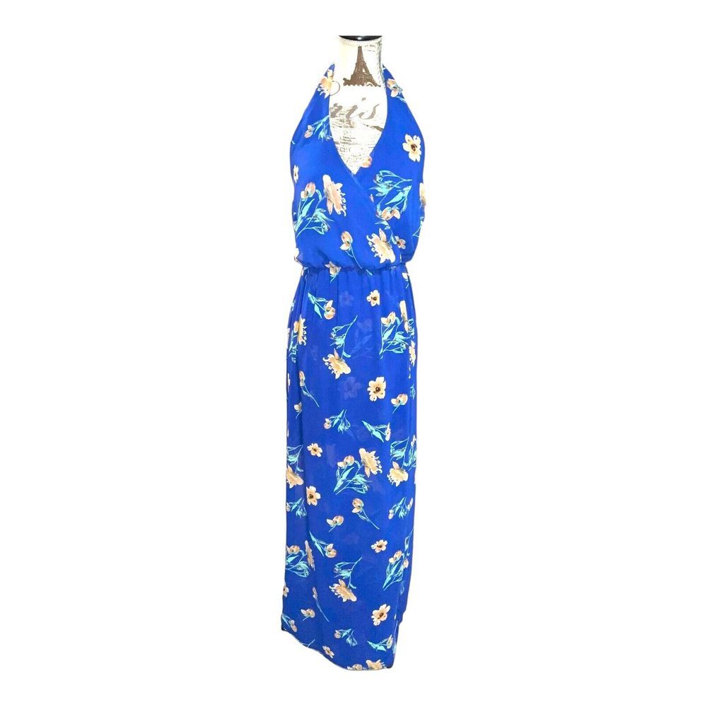 Sienna Sky Womens Dress Size S Black Floral Halter Sheer Maxi Wrap Skirt Lined